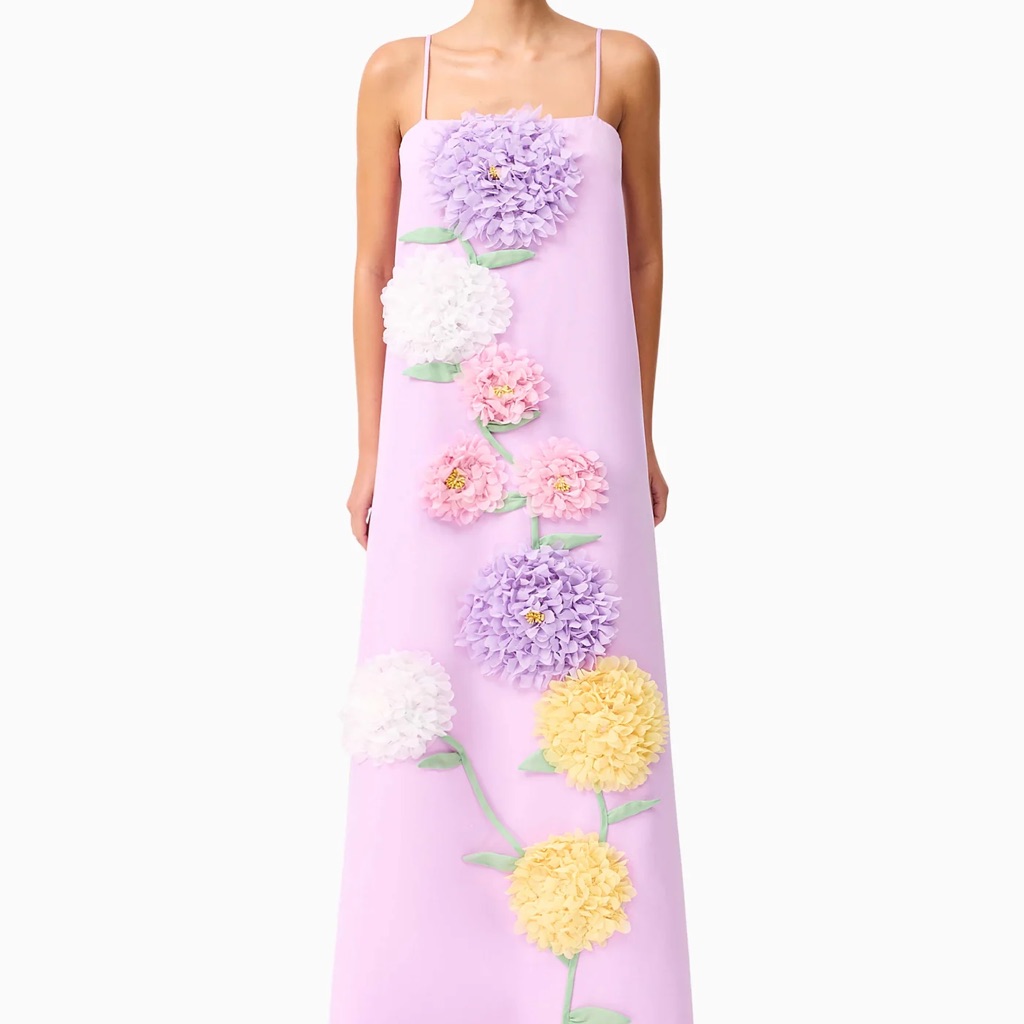 Buttercup Embroidered Maxi Dress In Purple - S / Purple